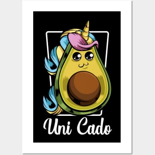 Avocado - Uni Cado - Cute Kawaii Unicorn Magical Vegan Posters and Art